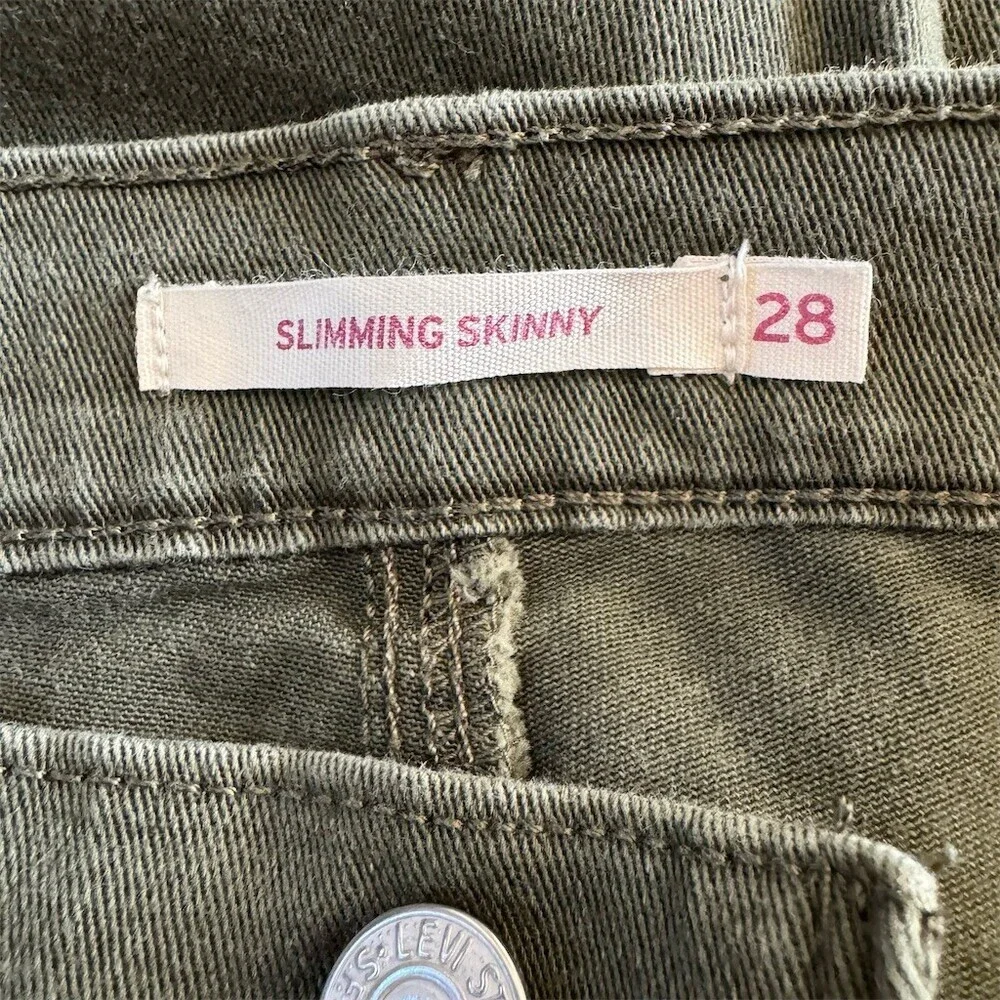 Levi’s Slimming Skinny Jeans Stretch Olive Green Women's Size 28 - Picture 4 of 10